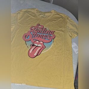 Rolling Stones Yellow Graphic T-Shirt Womens XL New Blingy